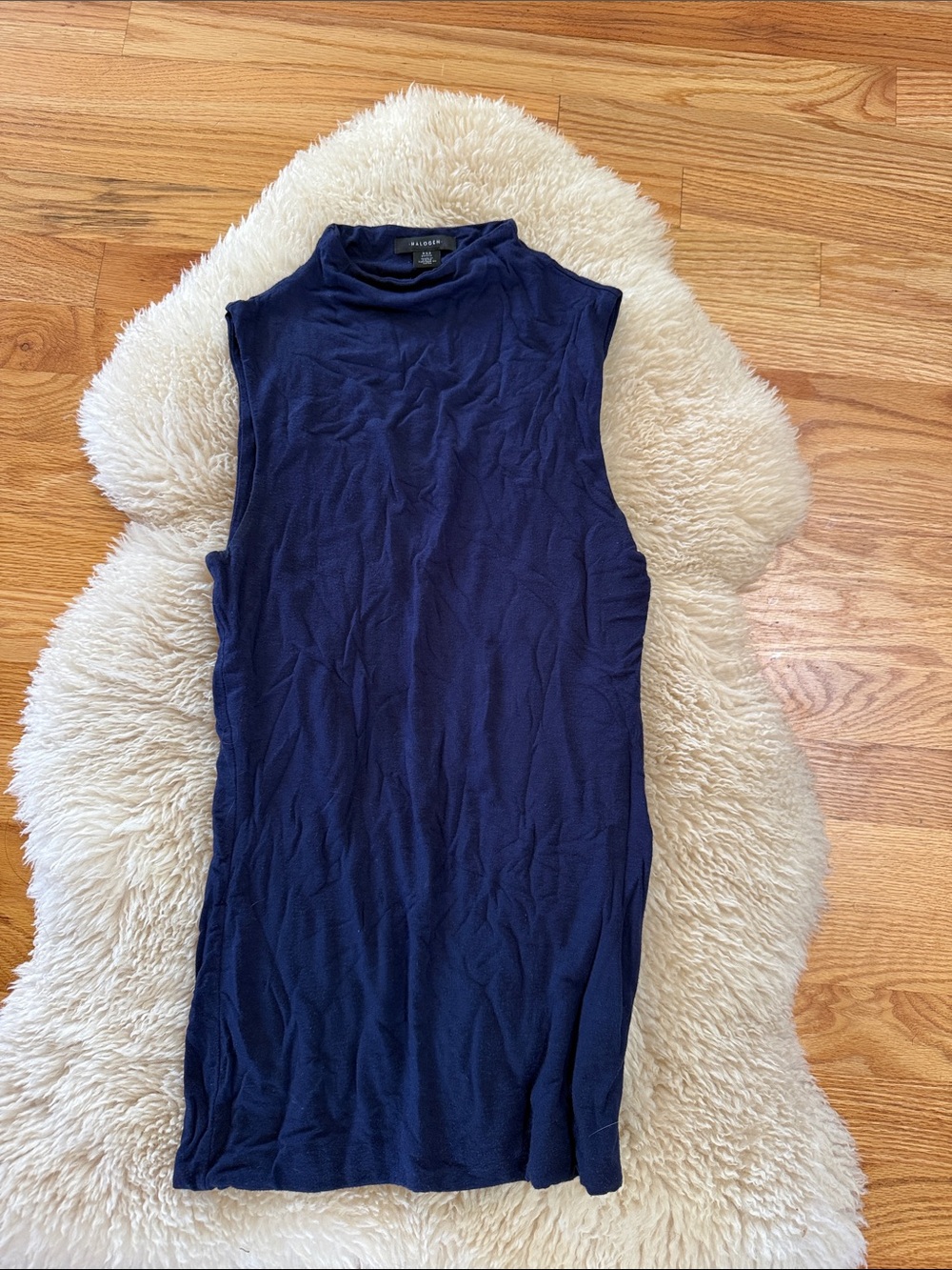 Halogen Navy Sleeveless Mock Neck Top